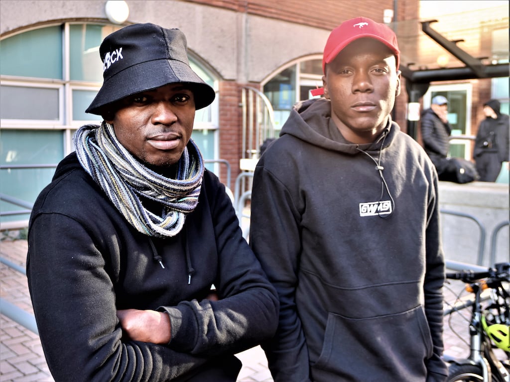 Zibusiso Moyo from Zimbabwe and South African Sibongiseni Malu face another night sleeping on the streets