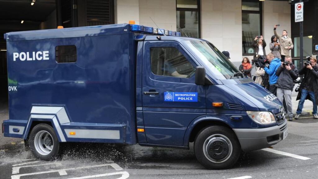 A van believed to carrying Michael Adebowale leaves Westminster Magistrates’ Court in London following his appearance yesterday when he was accused of murdering Lee Rigby. Photograph: Stefan Rousseau/PA Wire