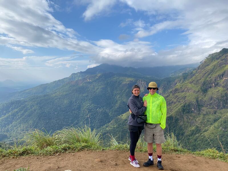 Eugene Kolychev with Anna on Little Adam’s Peak in Sri Lanka