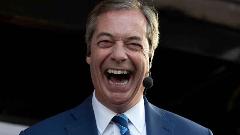Former Ukip leader Nigel Farage at the March to Leave protest in Parliament Square, Westminster. Photograph: Steve Parsons/PA Wire