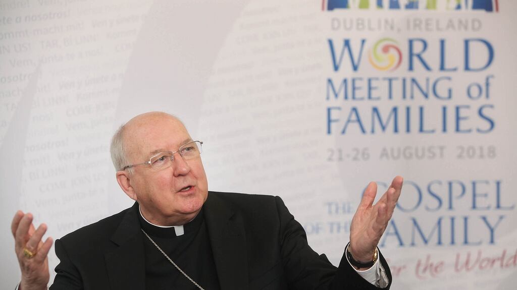 Cardinal Kevin Farrell, from Drimnagh in Dublin, speaking in 2017 at the Dublin conference – hosted by Archbishop Diarmuid Martin – in preparation for this month’s World Meeting of Families. Photograph: John Mc Elroy