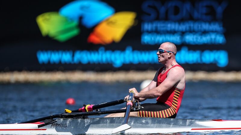 Kevin Wall competing at the Australian Rowing Championships in Sydney in 2015. Photograph: Iconphoto