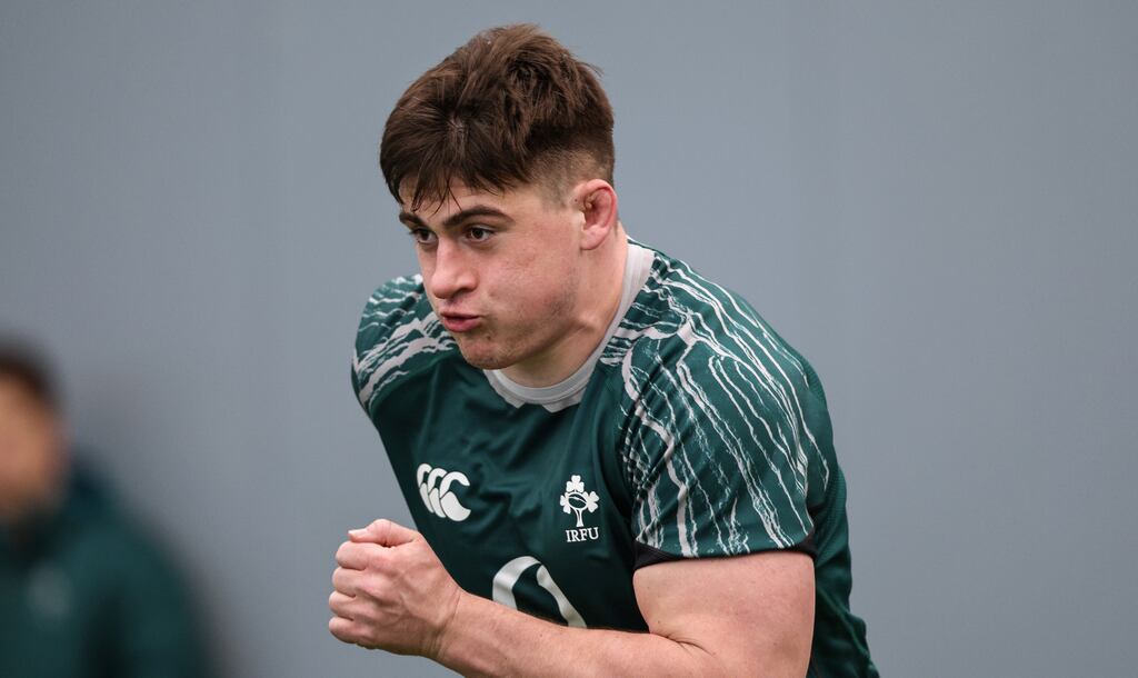 Dan Sheehan during an Ireland squad training session at the IRFU High Performance Centre ahead of their Six Nations second round fixture against Scotland on Sunday. Photograph: Ben Brady/Inpho