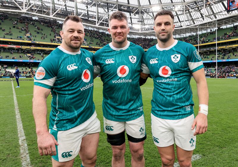 Cian Healy, Peter O'Mahony and Conor Murray played their last game for Ireland at the Aviva - replacing them will not be easy. Photograph: Dan Sheridan/Inpho