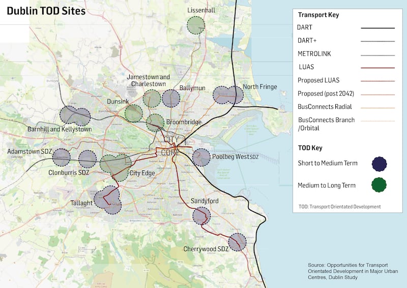 Dublin TOD Sites. Graphic by Paul Scott