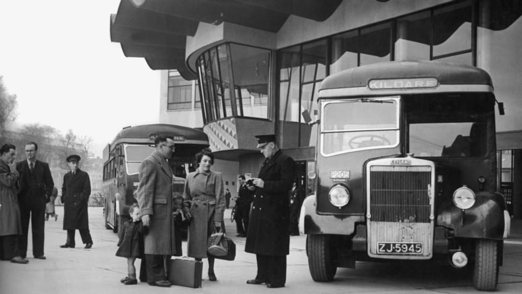 Great Scott: passengers at Busáras shortly after Michael Scott’s pioneering Dublin bus station opened, in 1953. Photograph: Jimmy McCormack