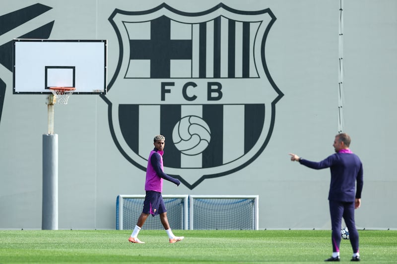 Barcelona's Lamine Yamal in training. Photograph: Josep Lago/Getty