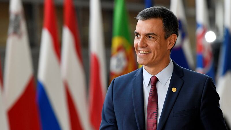 Spain’s prime minister Pedro Sanchez: leveraging his party’s new standing to claim one of the EU top jobs for party colleague and former parliament chair Josep Borrell. Photograph: Piroschka van de Wouw