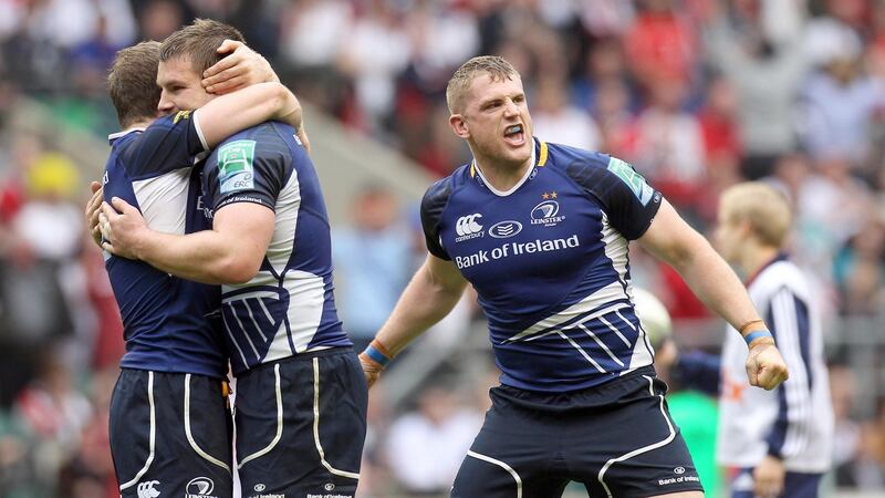 Jamie Heaslip celebrates Leinster’s Heineken Cup victory in 2012. Photograph: Dan Sheridan/Inpho