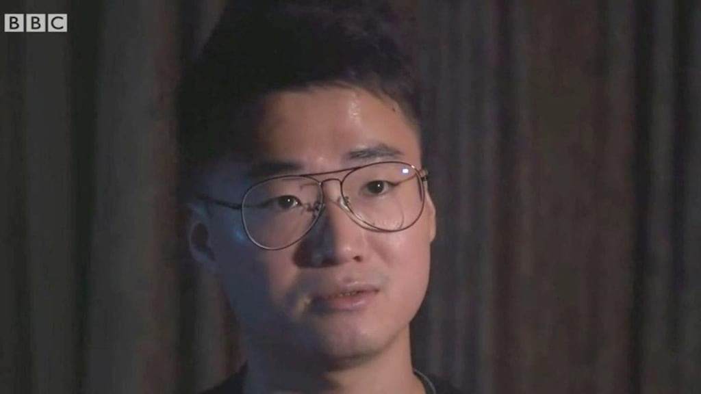 Simon Cheng during an interview with the BBC. During lengthy interrogations in windowless rooms, Mr Cheng said he was called “an enemy of the state”. Screen grab: BBC News/PA Wire