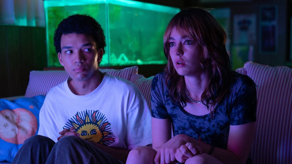 Justice Smith and Brigette Lundy-Paine in I Saw the TV Glow. Among other things, it is a nostalgic paean to the era of analogue culture
