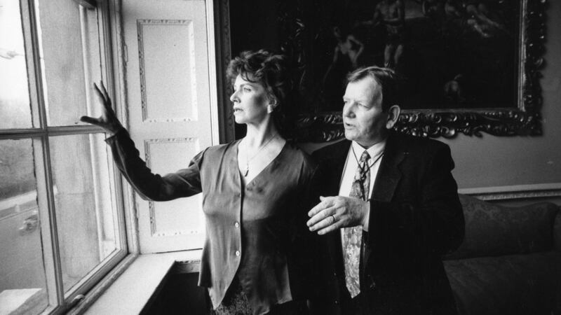 Edna O’Brien with Prof Augustine Martin at Newman House, Dublin, before delivering a lecture in 1993. Photograph: Joe St Leger
