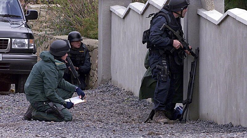 Members of the Garda ERU at seige of a house in Abbeylara, Co Longford where John Carthy was shot. Photograph: David Sleator/The Irish Times