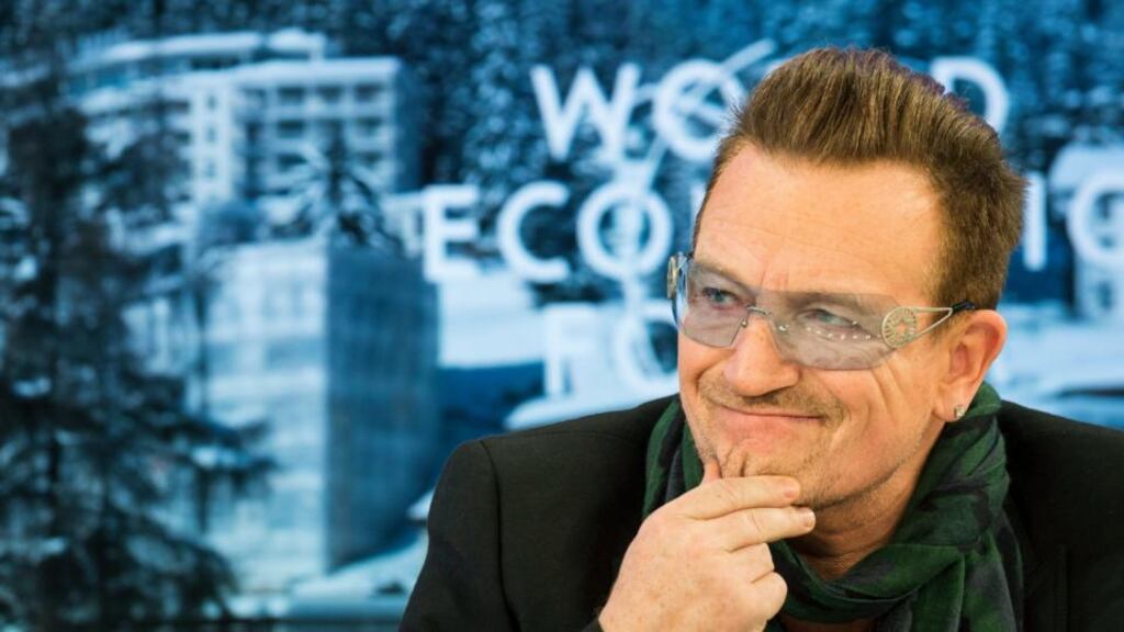 Bono: “Some of the criminals around here are not wearing ski masks, they are wearing skis.” Photograph: Jean-Christophe Bott/EPA