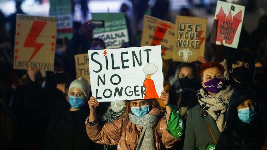 People demonstrate against restrictions on abortion law on Women’s Day in Krakow, Poland, on March 8th earlier this year. Photograph: Beata Zawrzel/ NurPhoto via Getty