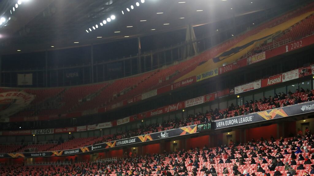 2,000 fans were present for Arsenal’s win over Rapid Vienna on Thursday night. Photograph: Adam Davy/PA