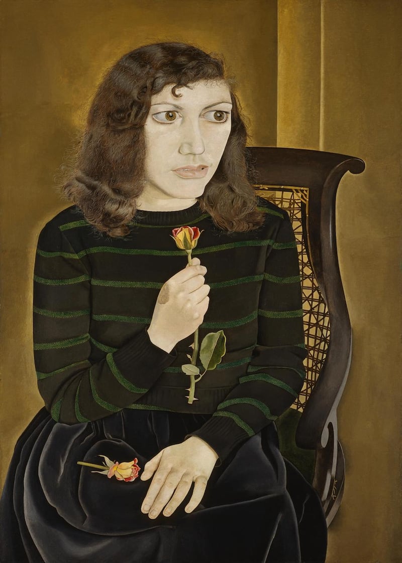 Girl with Roses, 1947-48 (oil on canvas) by Freud, Lucian (1922-2011); 105.5x74.5 cm; British Council, London, UK; (add.info.: Kathleen (Kitty) Garman Epstein (1926-2011), wife of the artist 1948-52.); © The Lucian Freud Archive