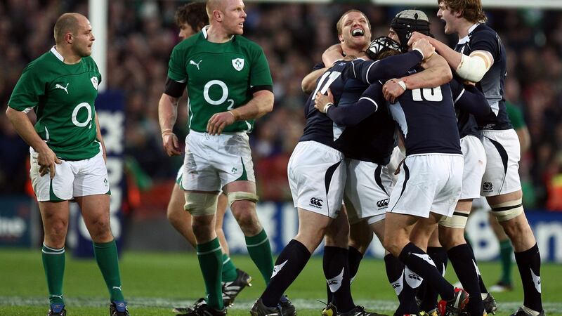 Scotland spoiled Ireland’s Triple Crown party at Croke Park in 2010. Photograph: Dan Sheridan/Inpho