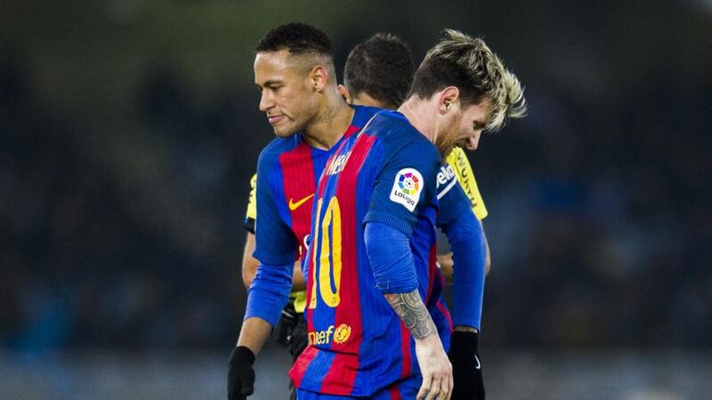 Lionel Messi and Neymar Jr: they have become part of the problem at Barcelona. Photograph: Juan Manuel Serrano Arce/Getty Images