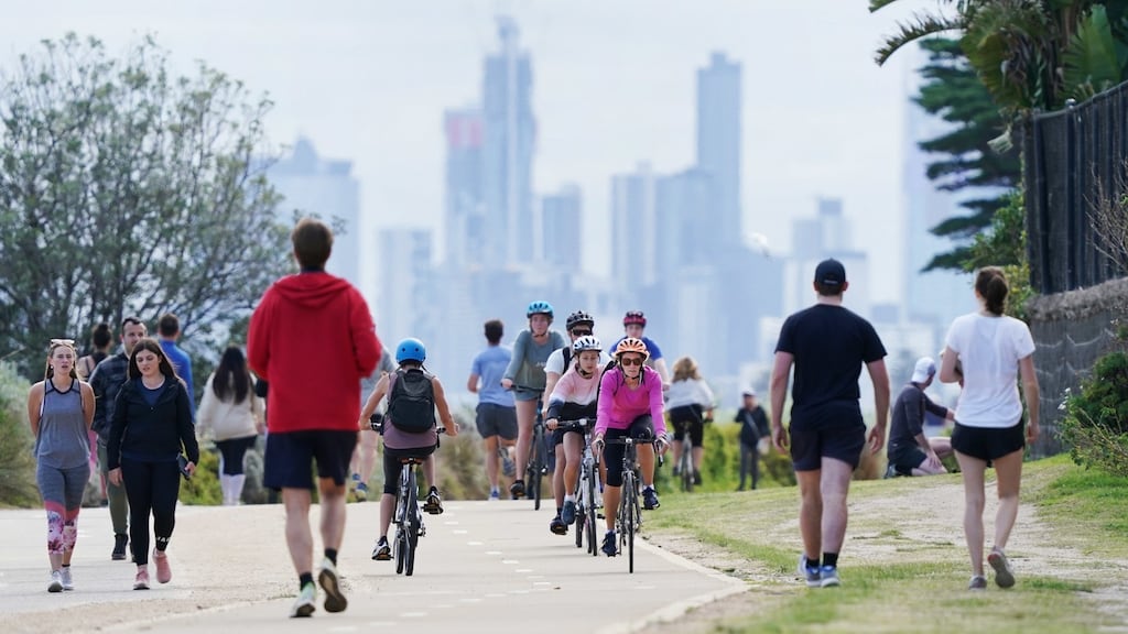 People exercise at Albert Park Lake in Melbourne recently. Photograph:  Michael Dodge/EPA