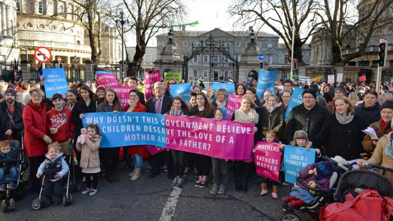 No campaign: Mothers & Fathers Matter supporters campaigning against the Children and Family Relationships Bill in February. Photograph: Eric Luke