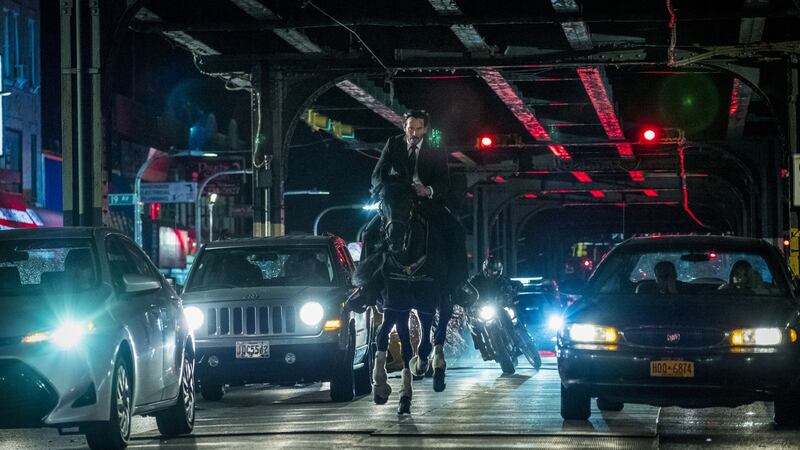 Our creatively violent hero gets to ride a horse through New York City