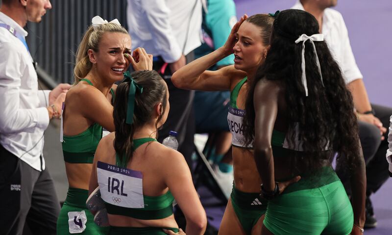 Ireland’s Sharlene Mawdsley dejected after the race. Photograph: Ryan Byrne/Inpho
