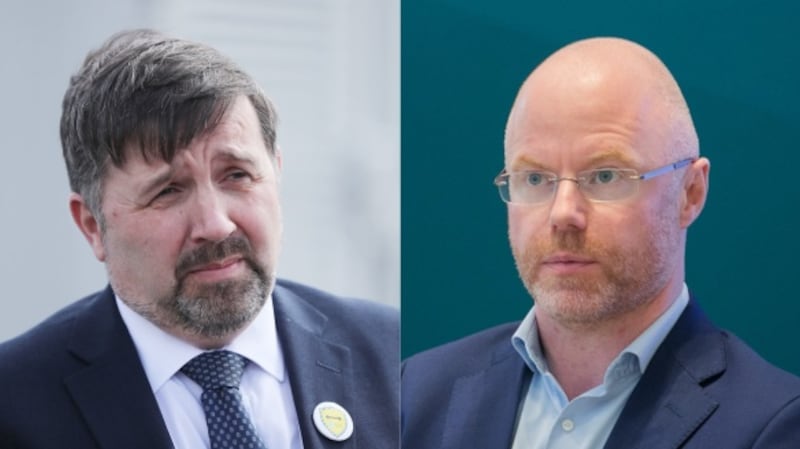 Northern Ireland health minister Robin Swann (left) and Minister for Health Stephen Donnelly. Photographs: Niall Carson/PA Wire and Gareth Chaney/Collins