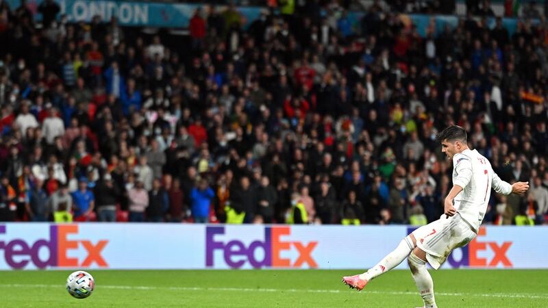 Alvaro Morata misses his penalty against Italy as Spain were knocked out of Euro 2020. Photograph: Justin Tallis/EPA