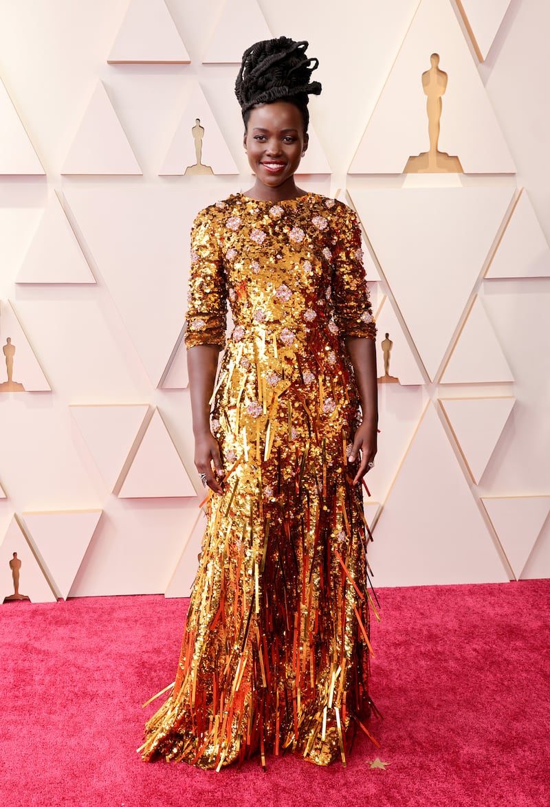 HOLLYWOOD, CALIFORNIA - MARCH 27: Lupita Nyong’o attends the 94th Annual Academy Awards at Hollywood and Highland on March 27, 2022 in Hollywood, California. (Photo by Momodu Mansaray/Getty Images)