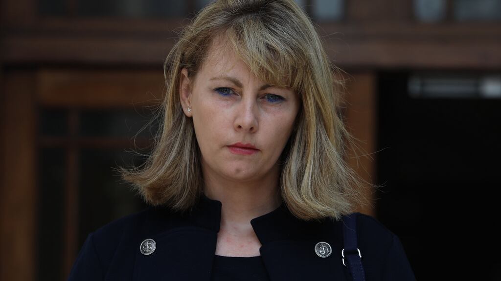 Emma Mhic Mhathúna leaving the Four courts after her High Court action was adjourned. Photograph: Collins Courts