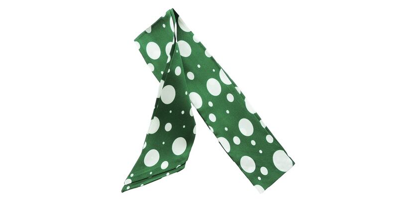 Green twill silk polka dot scarf �25 by KDK