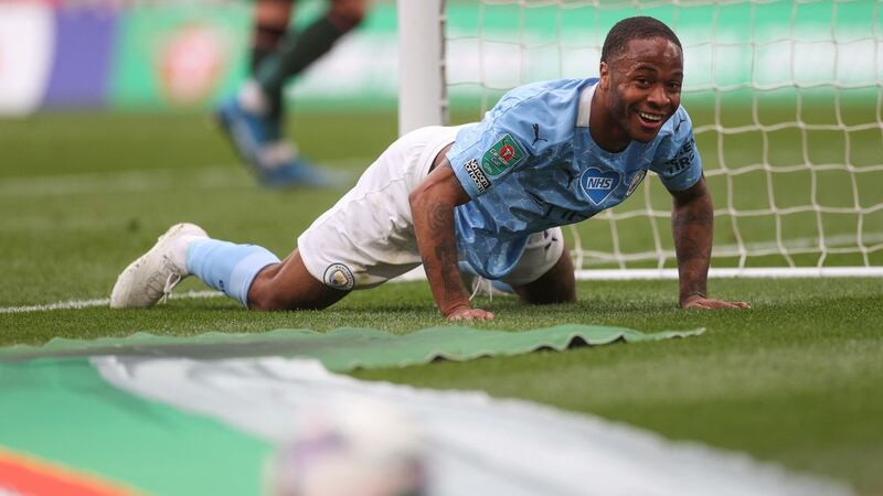 Raheem Sterling was chosen for the Carabao Cup final last Sunday and was in A-list form, earning the free-kick that created the winner against Tottenham. Photograph: Getty