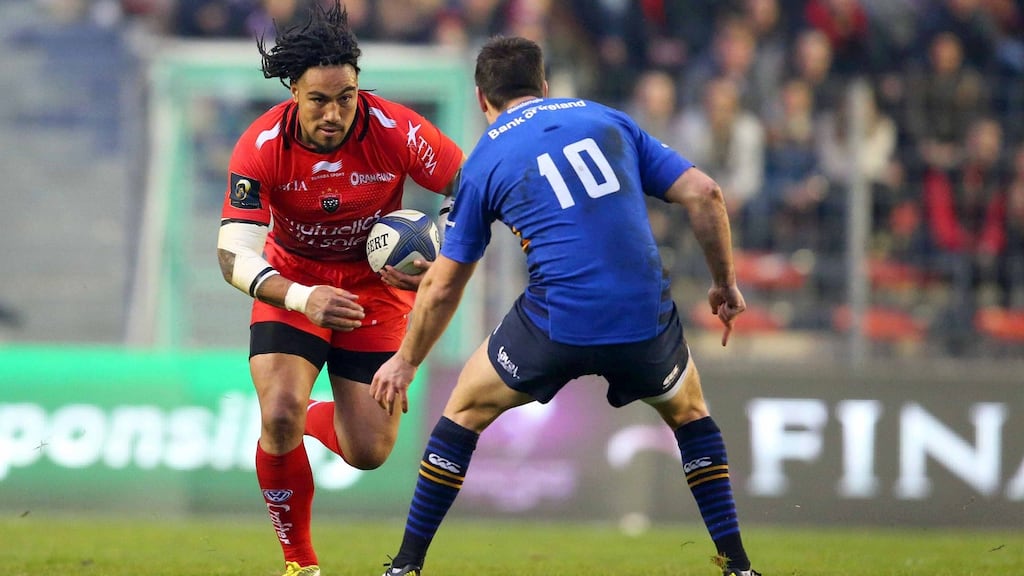Toulon centre Ma’a Nonu runs at Leinster outhalf  Jonathan Sexton during the Champions Cup game  at the Stade Felix Mayol. Photograph: Billy Stickland/Inpho