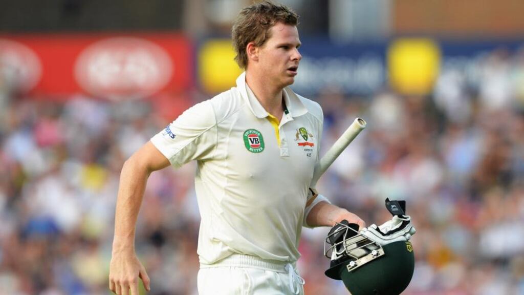 Steve Smith of Australia leaves the field after his innings of 138 not out during day two of the 5th Investec Ashes Test match against England at the Oval. Photograph: Shaun Botterill/Getty Images