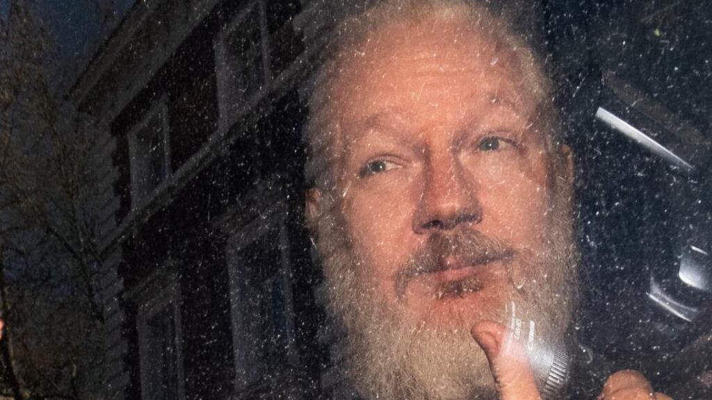 Julian Assange was taken from the embassy by British police last Thursday after Ecuador revoked his political asylum, ending a stay there of nearly seven years Photograph: Victoria Jones/PA Wire