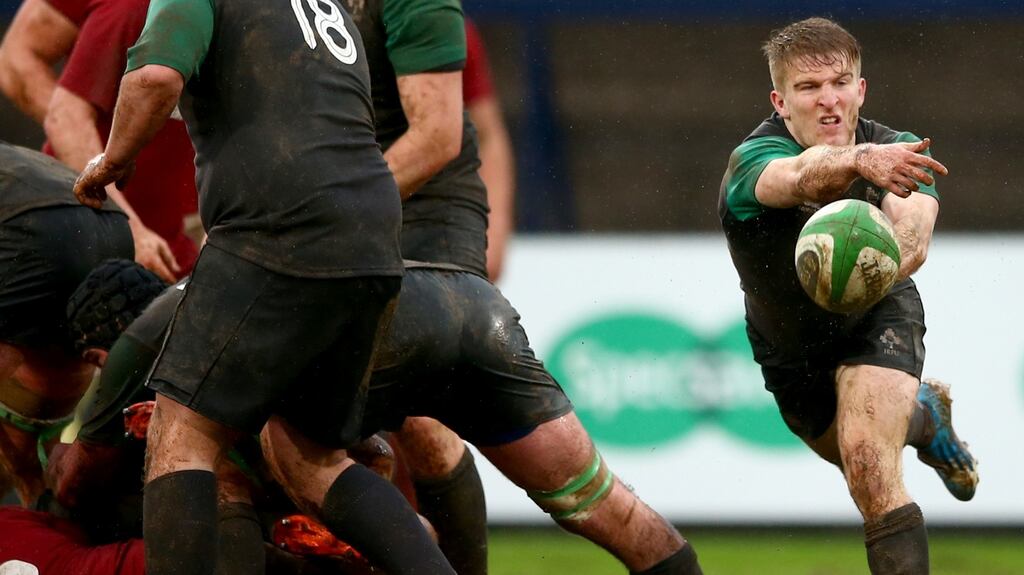 Ireland scrumhalf Stephen Kerins in action. Photograph: James Crombie/Inpho