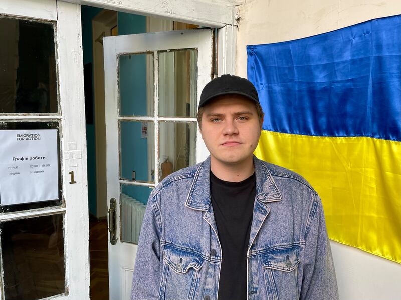 Yevgeny Lyamin from Moscow at the Emigration for Action centre that he co-founded in Tbilisi, Georgia to help Ukrainian refugees. Photograph by Daniel McLaughlin