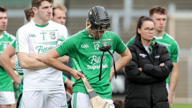 Naomh Eanna’s Cian Molloy dejected after his side’s Wexford final defeat. Photograph: Laszlo Geczo/Inpho