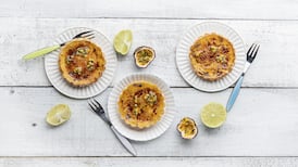 Passionfruit and lime creme brulee tarts