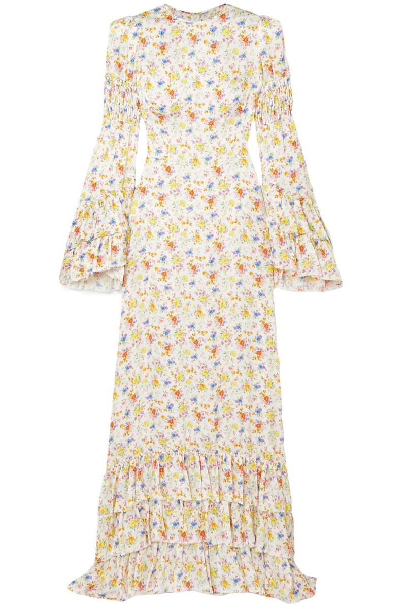 Tiered pale floral dress €1,120 by the Vampire’s Wife at the Outnet