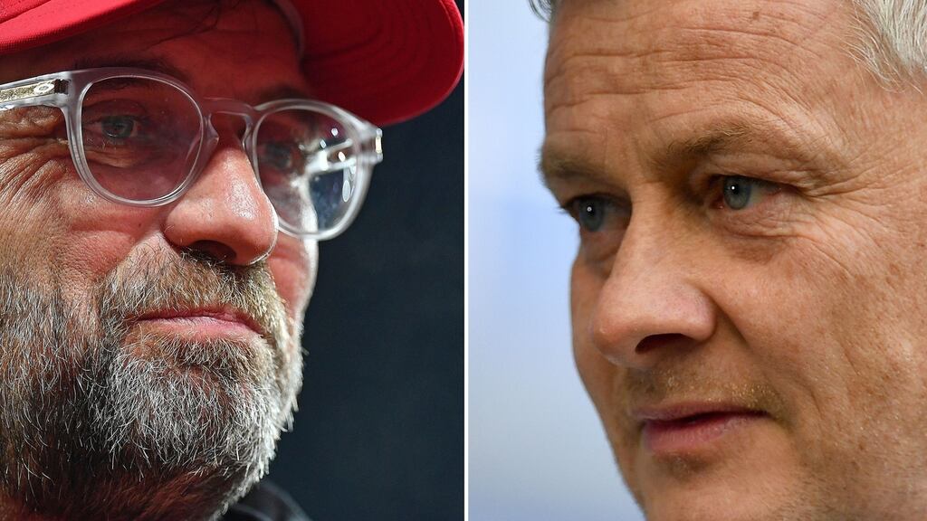 Jürgen Klopp and Ole Gunnar Solskjaer face off on Sunday as Manchester United meet Liverpool. Photo: Catherine Ivill/Getty Images