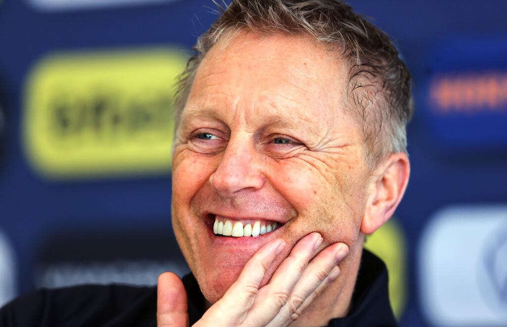 Republic of Ireland head coach Heimir Hallgrímsson at a press conference in Bulgaria on Wednesday. Photograph: Ryan Byrne/ Inpho