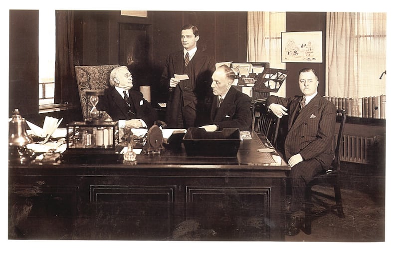 Harry Selfridge signs Brown Thomas over to John F McGuire in 1933. Photograph: Elegant Times (Sonas, 1995)