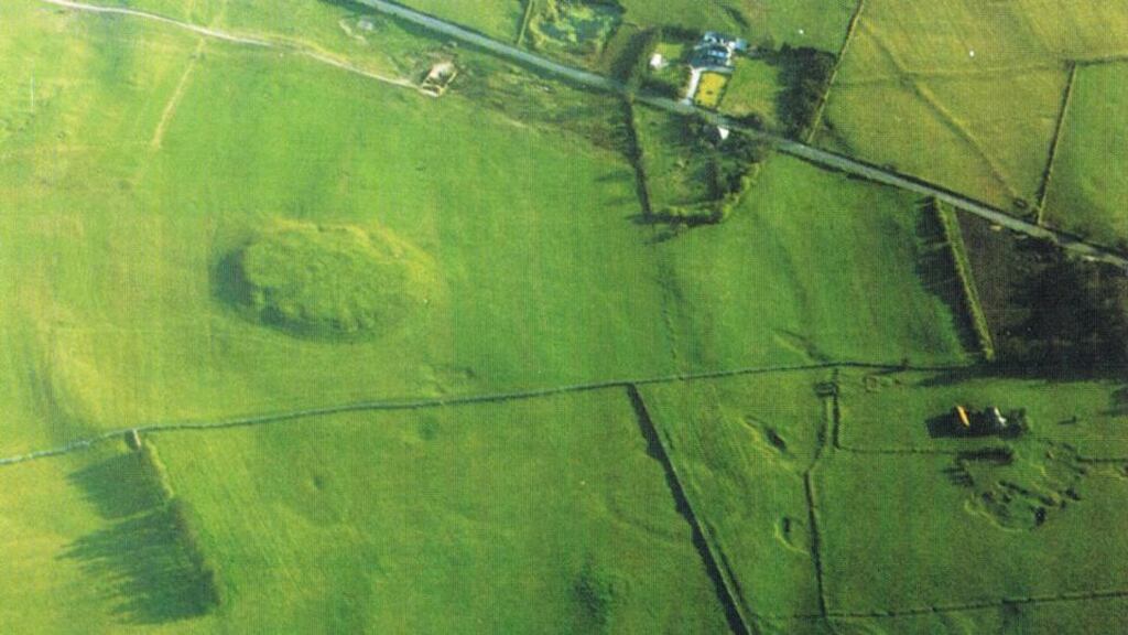 An aerial view of the Rathcroghan site near Tulsk in county Roscommon