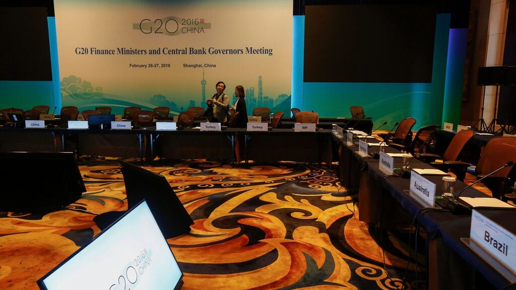 The  room in Shanghai where this weekend’s G20 meeting will be held. Photograph: AP
