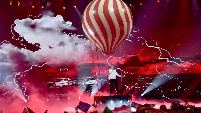 Ireland’s Brendan Murray performs with the song “Dying to Try” during the second semi-final on Thursday in Kiev.