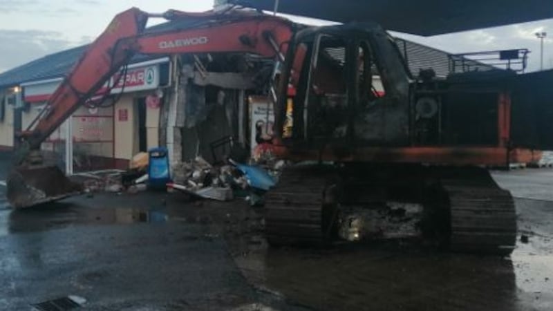 The scene at Irvinestown, Co Fermanagh, following the theft. Photograph: PSNI