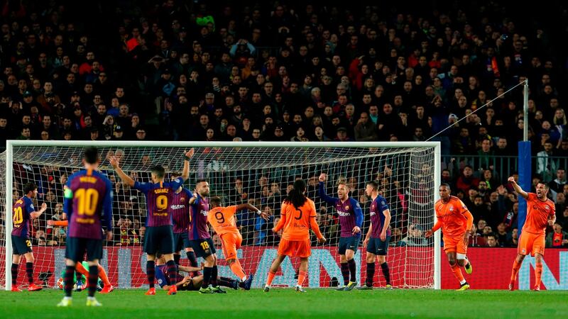 Nabil Fekir pulls one back for Lyon. Photo: Pau Barrena/Getty Images