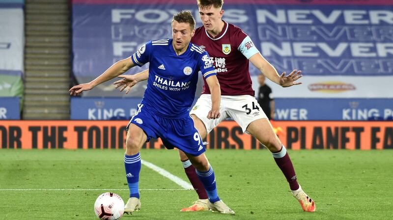 Jimmy Dunne scored on his Burnley debut but the Clarets were well beaten at Leicester. Photograph: Rui Vieira/Getty